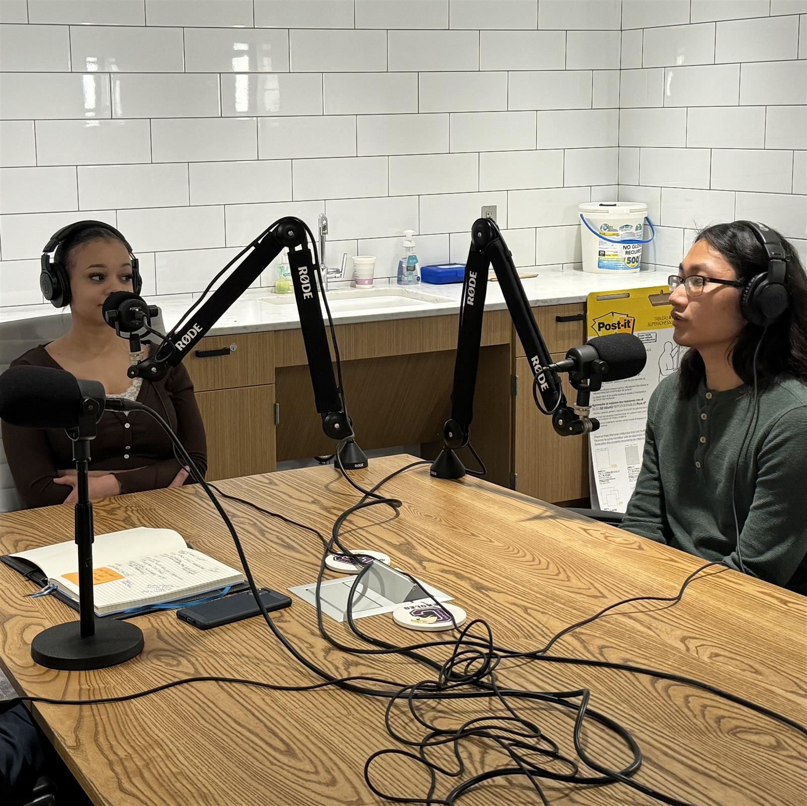  Students record the podcast